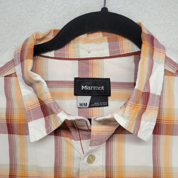 Marmot Button Up Shirt Men's Medium Short Sleeve Plaid Hiking Outdoors Camping - Picture 3 of 12